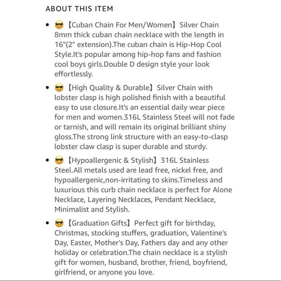 Silver Cuban Link Chain - Picture 5 of 6